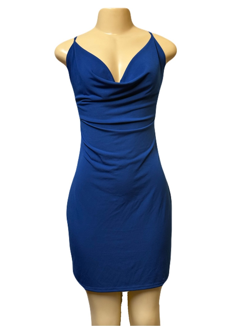 NWOT Royal Blue Cowl-Neck Mini Dress